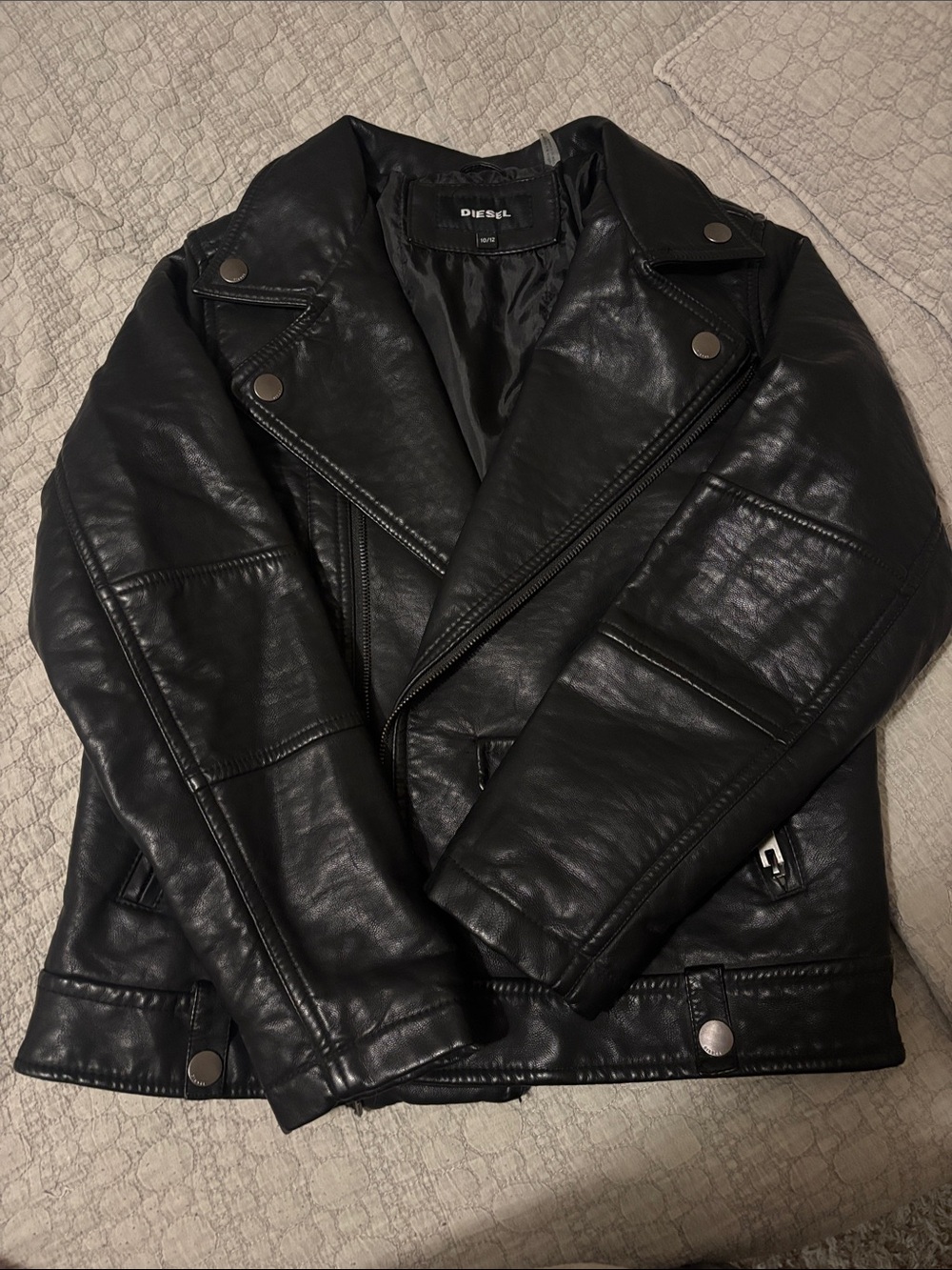 Diesel Black Faux Leather Motorcycle Jacket